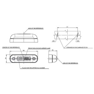 Szélességjelző LED lámpa, téglalap, 12/24 V, fehér, felcsavarozható, 84x24x25 mm, Waś