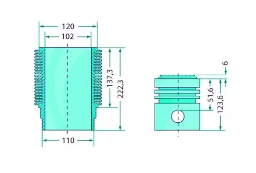 Teljes dugattyúkészlet 75793741960 alternatív traktor motor