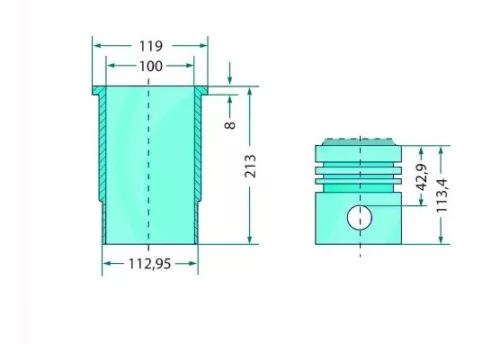 Teljes dugattyúkészlet 75793063961 alternatív traktor motor