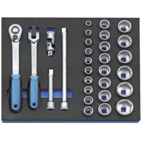 Dugókulcs készlet 1/2” 2/4 CT szerszámmodulban, 29 db