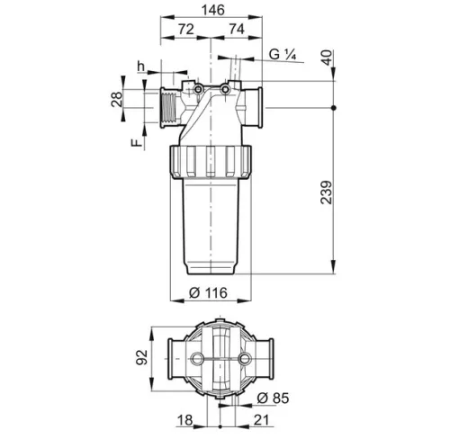 Arag 3282053 nyomószűrő 11/4" belső