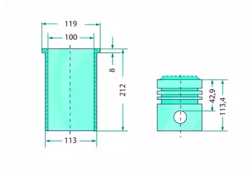 Teljes dugattyúkészlet 38006391 alternatív traktor motor
