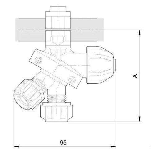 4012035 Fúvókatartó háromszoros 1/2"-es csőhöz, Arag
