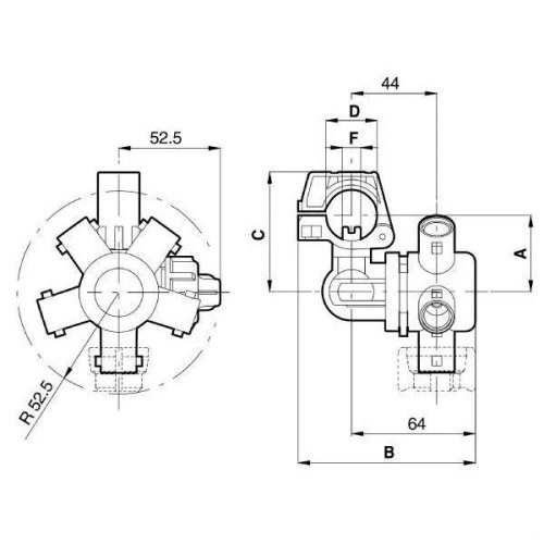 4064927 Fúvókatartó ötszörös 20 mm-es csőhöz, Arag
