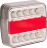 Hátsó LED lámpa, 1 W, négyzet, 12 V, 106x100x98 mm, 5-tűs, 18 LED-es,
