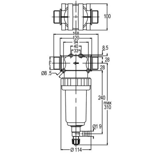 Geoline Nyomószűrő 1 1/2" K 280 l/perc 50 mesh