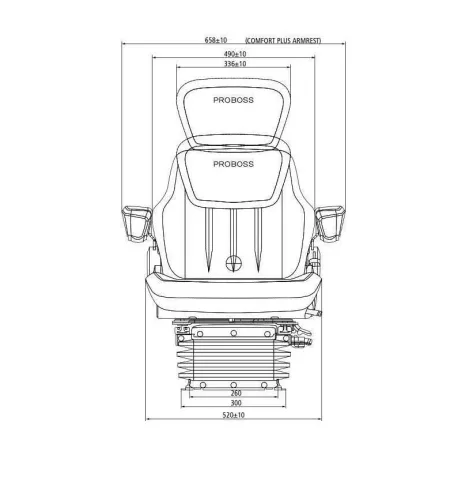 PROBOSS AS3510 Légrugós ülés 510 mm széles