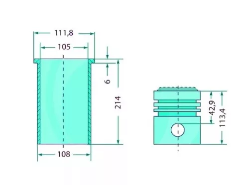 Teljes dugattyúkészlet 4 gyűrű 105mm 35x82mm szárazon futó 75793061961