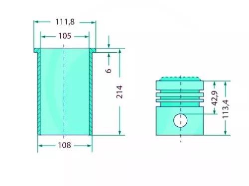 Teljes dugattyúkészlet 4 gyűrű 105mm 35x82mm szárazon futó 38006388
