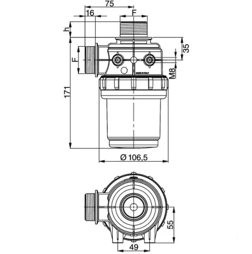 3122057 Szívószűrő 1"1/4 k. men. 16m, Arag 3122057