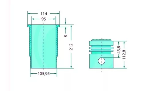 Teljes dugattyúkészlet 75791005972 alternatív traktor motor