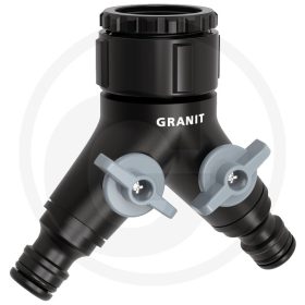   BLACK EDITION Csapcsatlakozó, 2 utas, elzárócsapokkal, Belső menet:	1/2" - 3/4"