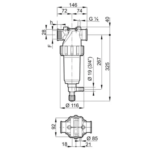 Arag 3282163 nyomószűrő 11/2" belső