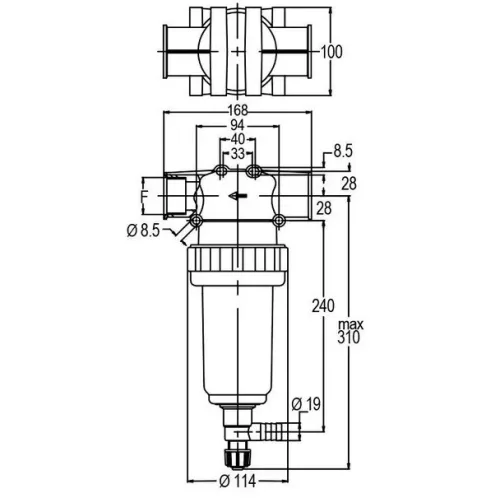 Geoline Nyomószűrő 1 1/4" B 200 l/perc 50 mesh