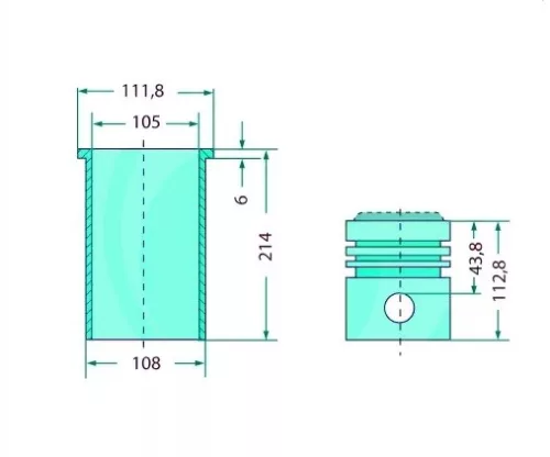 Teljes dugattyúkészlet 4 gyűrű 105mm 32x82mm szárazon futó 75791557971