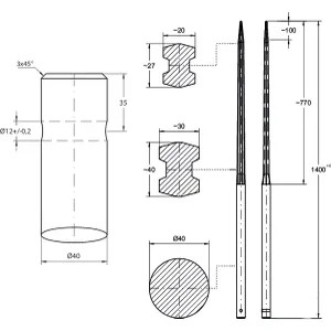 Bálatüske, 1400x40, kifúrt