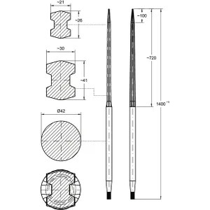 Bálatüske L-1400, Ø 42, M28 x 1,5