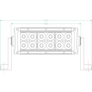 LED-es munka-fényhíd, 36 W, 3060 lm, téglalap, 12/24 V, fehér, 198, 6x79, 5 mm, vezetékes, fényvető, 12 LED-es