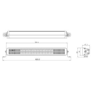 LED-es munkalámpa, fényhíd, 200 W, 16800 lm, négyszögletes, 12-24 V, fehér/narancssárga, 561x70x67 mm, Deutsch csatlakozós, kombinált, egyenes, 40 LED-es, E-BOOST