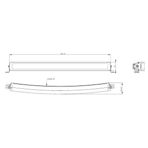 LED-es munkalámpa, fényhíd, 300 W, 25200 lm, négyszögletes, 12-24 V, fehér/narancssárga, 814, 9x70x78, 6 mm, Deutsch csatlakozós, kombinált, ívelt, 60 LED-es, E-BOOST