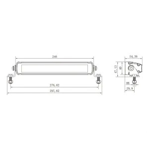 LED-es munkalámpa, fényhíd, 45 W, 3780 lm, négyszögletes, 12-24 V, fehér/narancssárga, 246x40x54 mm, Deutsch csatlakozós, kombinált, egyenes, 9 LED-es, E-BOOST