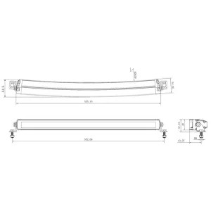 LED-es munkalámpa, fényhíd, 105 W, 8820 lm, négyszögletes, 12-24 V, fehér/narancssárga, 525, 5x40x54, 4 mm, Deutsch csatlakozós, kombinált, ívelt, 21 LED-es, E-BOOST