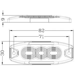 Villogó figyelmeztető LED lámpa, négyszögletes, 10/30 V, piros, 82x30x9 mm, 3 LED
