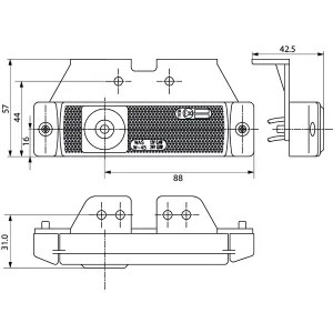 Szélességjelző LED lámpa, téglalap, 12-24 V, 130x57x43 mm