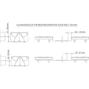 Multifunkciós bal hátsó LED lámpa, téglalap, 12-24 V, 242x134x36, 5 mm