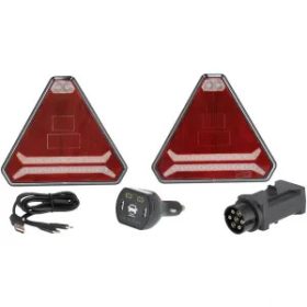   Vezeték nélküli LED-lámpa készlet, háromszögletű, 12/24 V, Li-ion, mágneses, 178, 5x155 mm, 7-pólusú csatlakozó