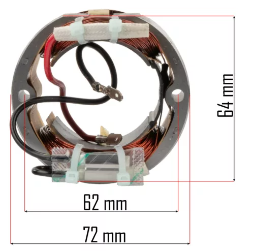 Motor állórész (sztátor) elektromos talajmaróhoz, 82 × 72 mm, PM-GGE-1700M – Powermat (PM-GGE-1700M-SN)