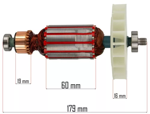 Motor forgórész (rotor) elektromos talajmaróhoz, 179 mm, PM-GGE-2000M – Powermat (PM-GGE-2000M-WI)