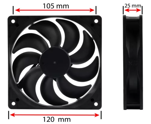 Ventilátor 120 × 120 × 25 mm, 12 V, PM-GOZ-28T/36T/60T ózongenerátorhoz – Powermat (PM-GOZ-28T/36T/60T-WEN)