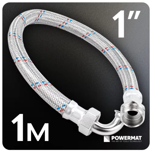 Rezgéscsillapító flexibilis tömlő, könyökös, hidrofor szivattyúhoz, 1 m, 1" – Powermat (PM-HD-WA-K)
