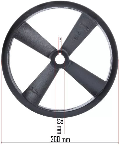 Szíjtárcsa PM-KO-100T/150T/200T kompresszorhoz, Ø 260 mm, öntöttvas – Powermat (PM-KO-100T-150T-200T-230/400V-KP)