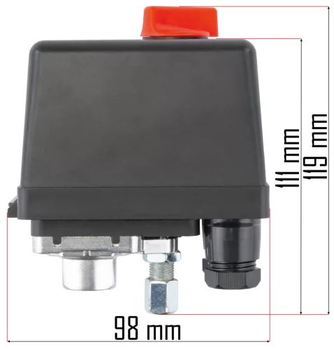 Nyomáskapcsoló (presszosztát) kompresszorhoz, 230/400 V, 20 A – Powermat (PM-KO-24L-50L-WY)