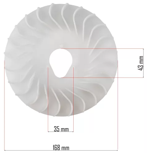 Ventilátorkerék PM-KSS-700SH benzinmotoros fűnyíróhoz, 168 mm – Powermat (PM-KSS-700SH-WEN)