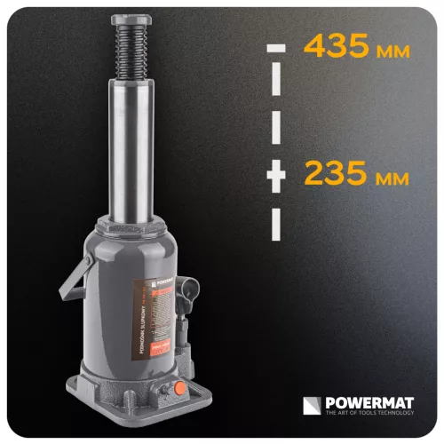 Hidraulikus palackemelő 20 t, 235–435 mm, állítható fejjel, PM-PHS-20T – Powermat (PM0330)