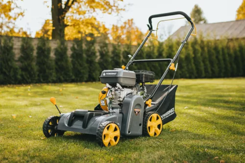 Benzines gyepszellőztető és gyeplazító 6,5 LE, 38 cm, 40 l kosár, PM-AWS-65 – Powermat (PM0396)