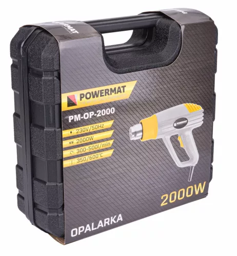 Hőlégfúvó 2000 W, 350/600 °C, 4 fúvókával, kofferben, PM-OP-2000 – Powermat (PM0505)
