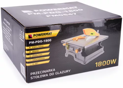 Csempevágó gép vizes hűtéssel, 180 mm, 1800 W, PM-PDG-1800 – Powermat (PM0547)