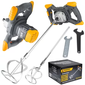   Elektromos keverőgép 2600 W, 2 db 120 mm-es keverőszárral, M14, PM-MI-2600M – Powermat (PM0670)