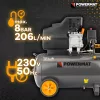 Olajos kompresszor 50 l, 8 bar, 206 l/perc, 1,85 kW, PM-KO-50T – Powermat (PM0685)