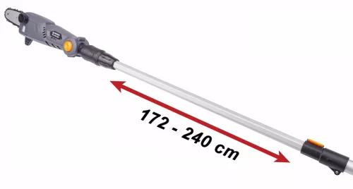 Akkus magassági ágvágó láncfűrész 20 cm (8"), 20 V, 2 Ah, 172–240 cm nyéllel, PM-APW-20C – Powermat (PM0744)