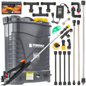  Akkumulátoros permetező 16 l, 12 V, 12 Ah, 9 fúvókával, PM-OA-16T – Powermat (PM0748)