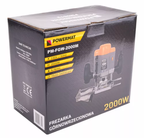 Felsőmarógép 2000 W, merülő, 6/8 mm befogás, másolóhüvellyel, PM-FGW-2000M – Powermat (PM0813)