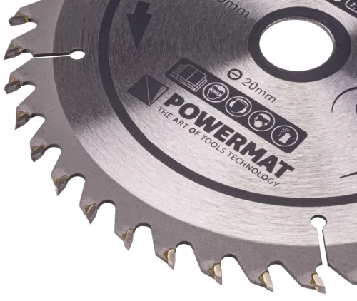 Keményfémlapkás körfűrészlap keményfához 160 × 20 mm, 40 fog, TDD-160x20x40Z – Powermat (PM0879)