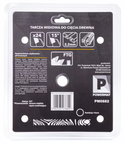 Keményfémlapkás körfűrészlap fához 185 × 20 mm, 24 fog, hasításhoz, TDD-185x20x24Z – Powermat (PM0882)