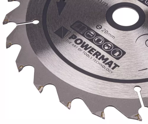 Keményfémlapkás körfűrészlap fához 185 × 20 mm, 24 fog, hasításhoz, TDD-185x20x24Z – Powermat (PM0882)