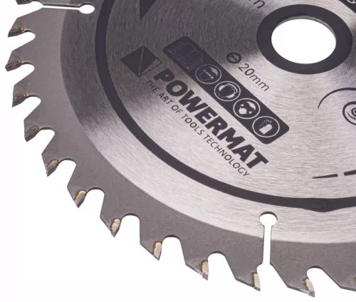 Keményfémlapkás körfűrészlap fához 185 × 20 mm, 40 fog, TDD-185x20x40Z – Powermat (PM0883)